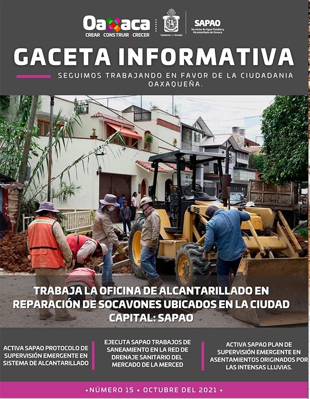 Disponible gaceta informativa edición mes de octubre: SAPAO Disponible gaceta informativa edición mes de octubre: SAPAO