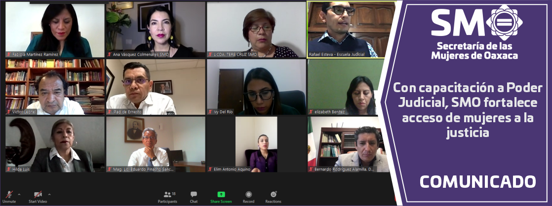 Con capacitación a Poder Judicial, SMO fortalece acceso de mujeres a la justicia