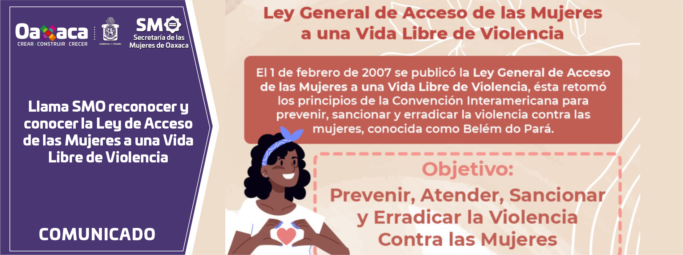 Llama SMO reconocer y conocer la Ley de Acceso de las Mujeres a una Vida Libre de Violencia