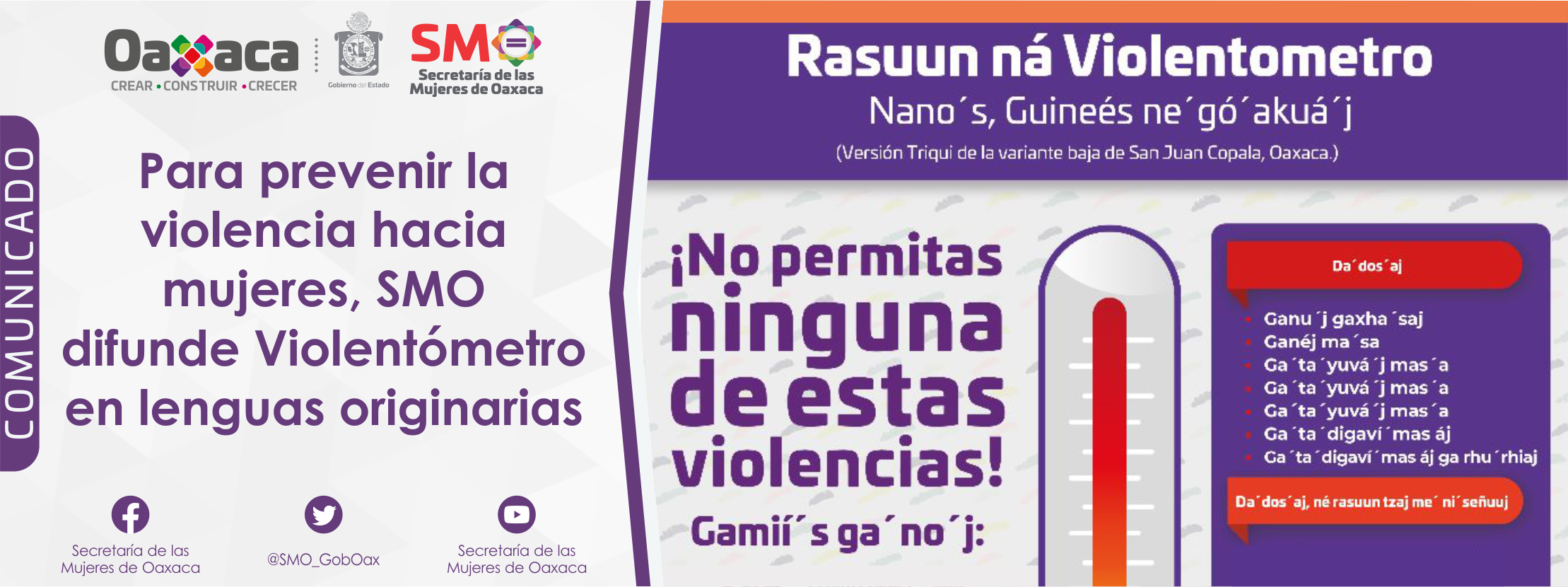 Para prevenir la violencia hacia mujeres, SMO difunde Violentómetro en lenguas originarias