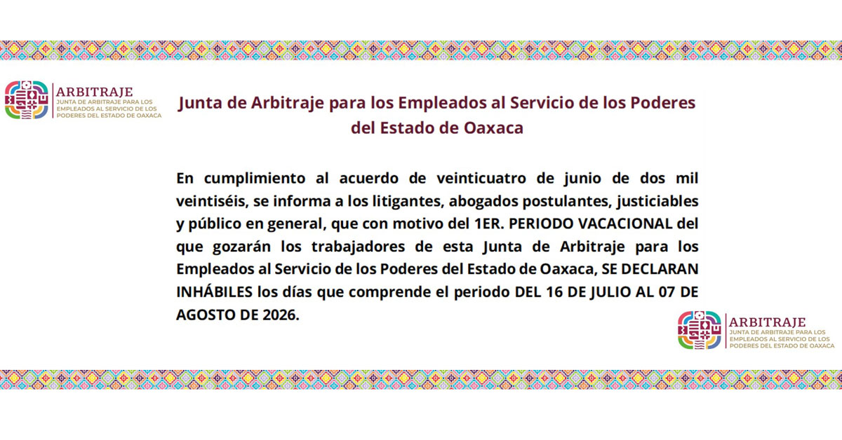 PRIMER PERIODO VACACIONAL 2026 JAESPO