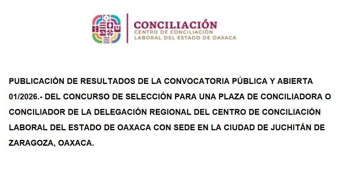 RESULTADOS DE LA CONVOCATORIA PÚBLICA Y ABIERTA 01/2026